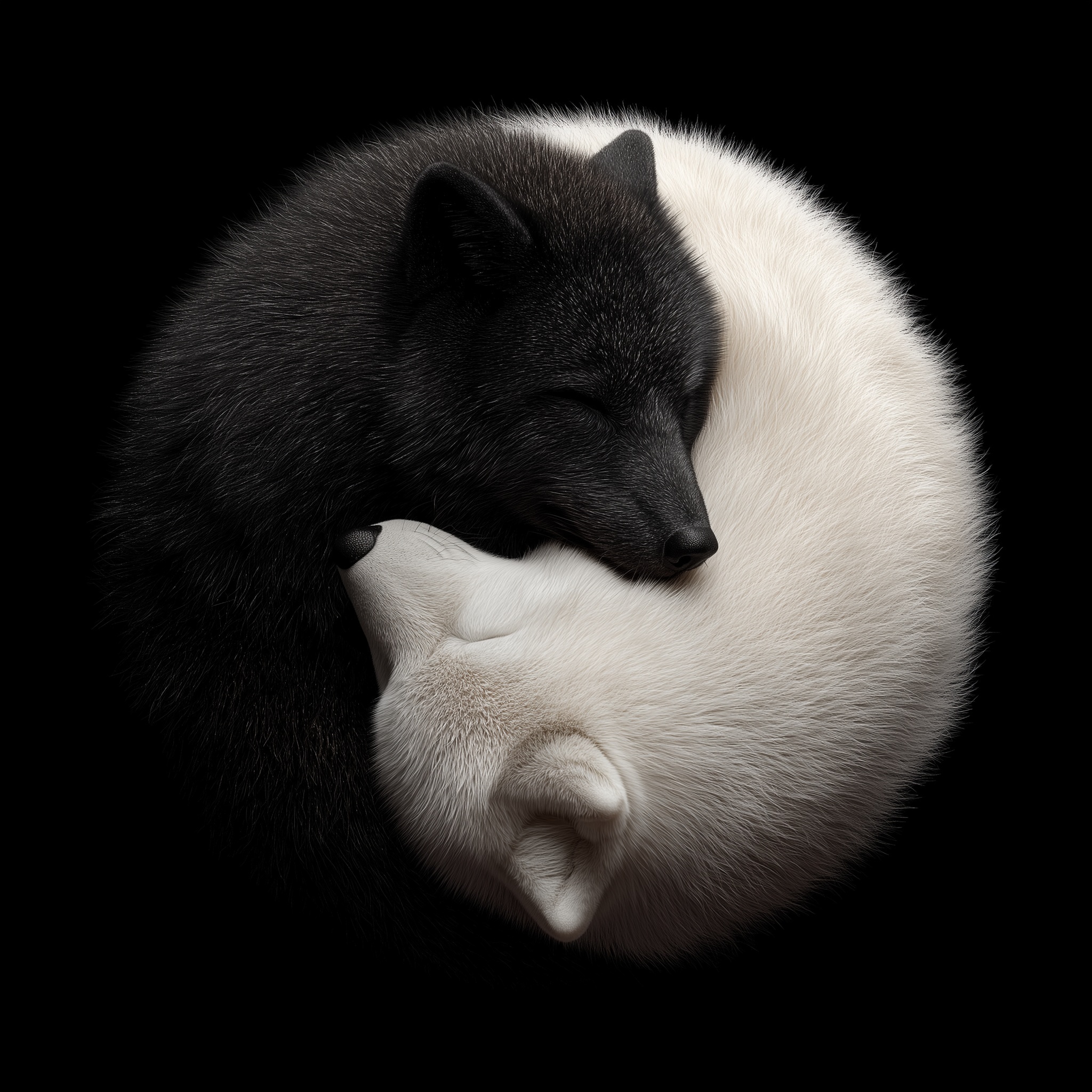 Balanced Minimalism: Wolf Yin-Yang Art