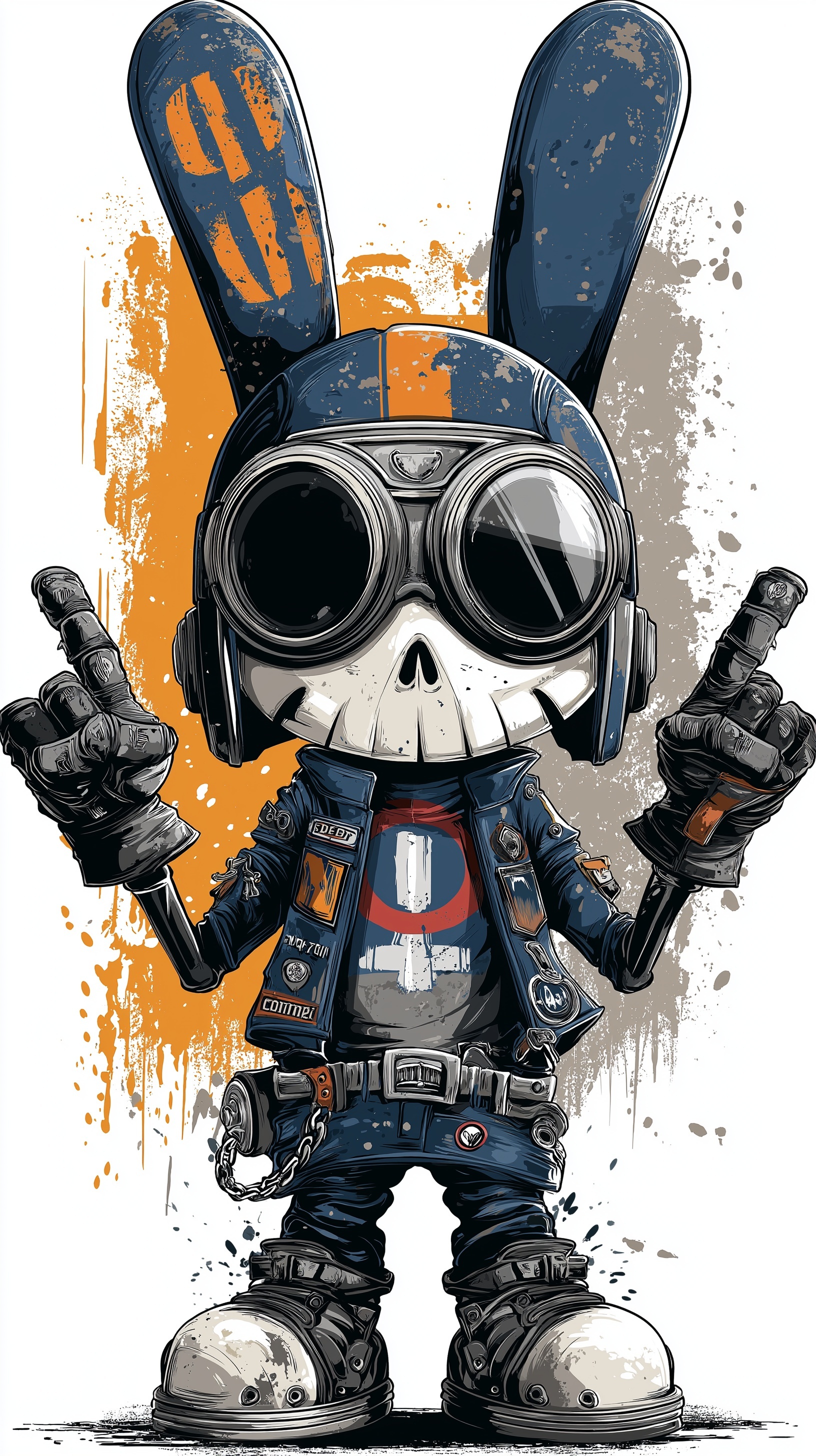 Rebellious Bunny Skeleton Biker Design