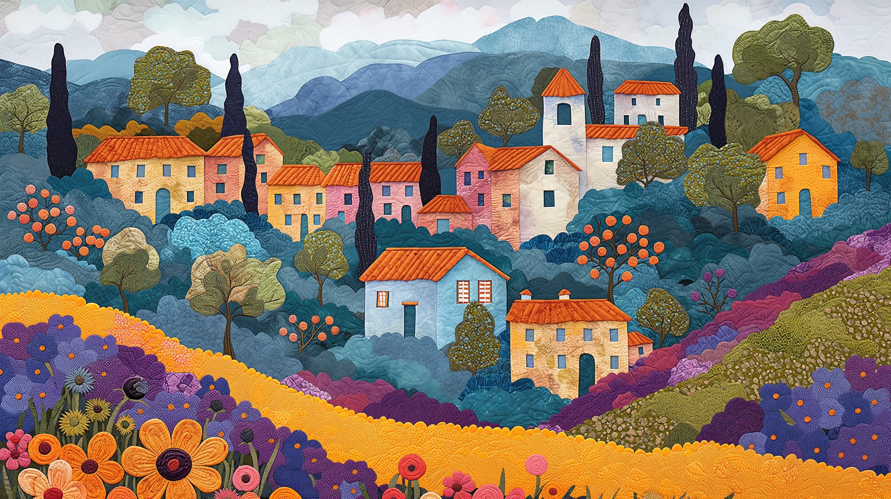 Whimsical French Village: Luminous Art & Charm