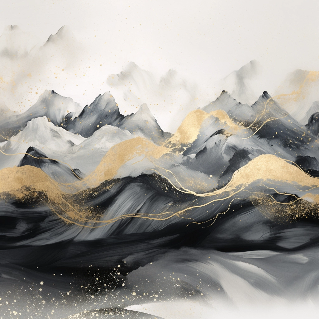 Breathtaking Abstract Mountain Painting - Gold & Black | UHD