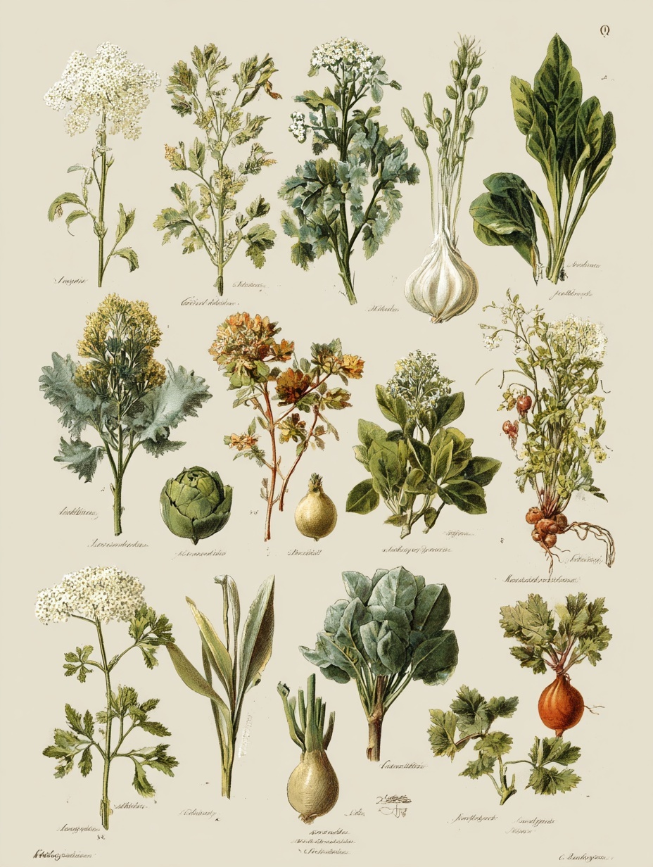 Antique Botanical Prints of Medicinal Herbs
