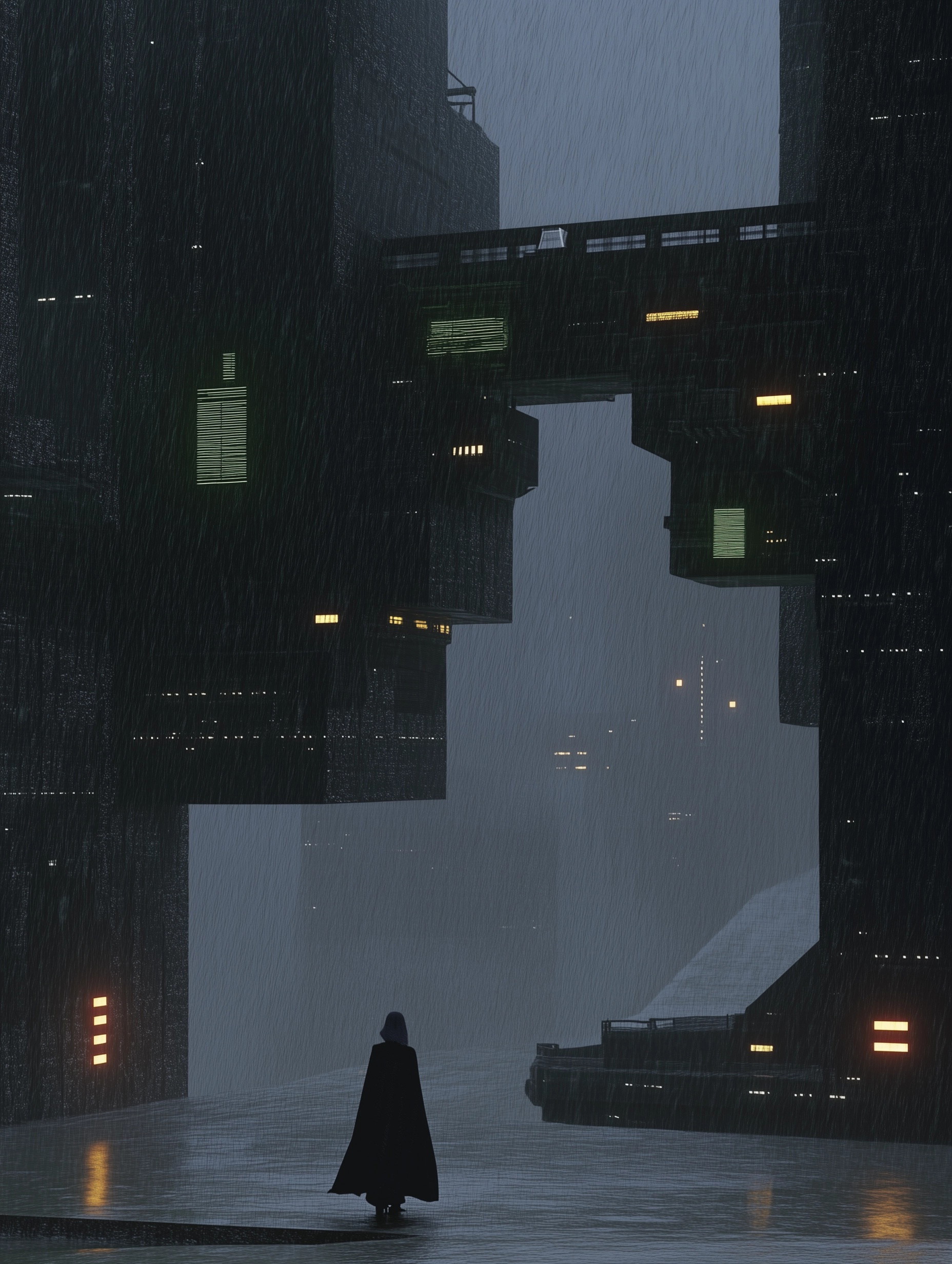 Cyberpunk Dream: Girl in Rainy City Streets