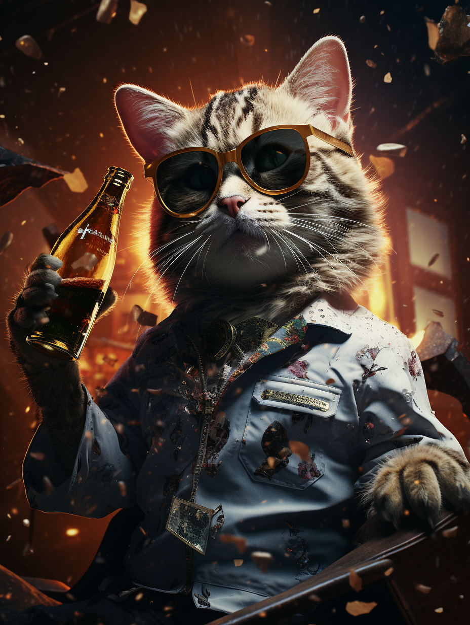 Cat-tastic Explosions: Watch the Coolest Cat Unleash Action Purrfection!