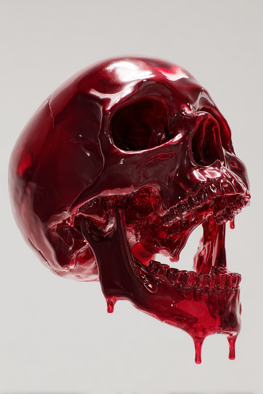 Hyperrealistic Melting Red Skull - 8K Art
