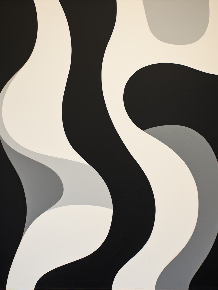 Black & White Geometric Lines: Soft Rounded Forms & Bold Curves - Abstract Art Print