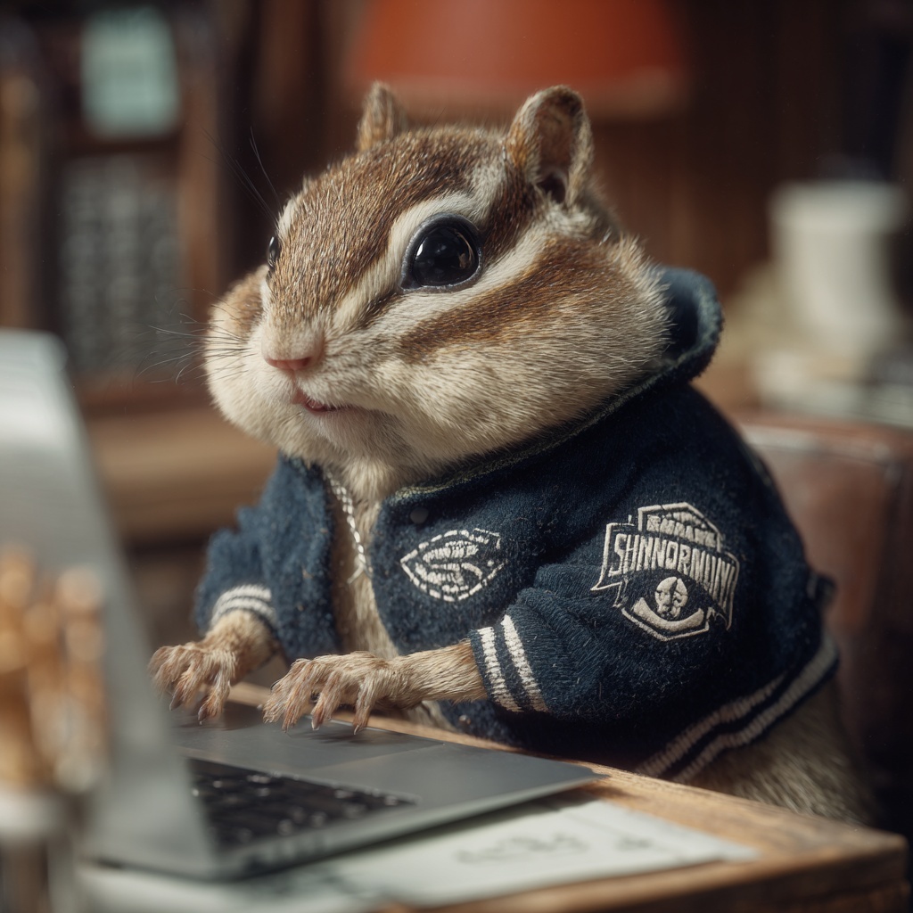 Studious Chipmunk: Campus Life in Playful Detail