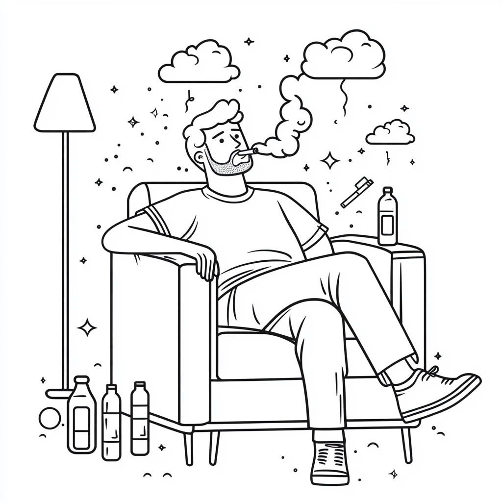 Relaxing Vape Cartoon: Chill on the Couch