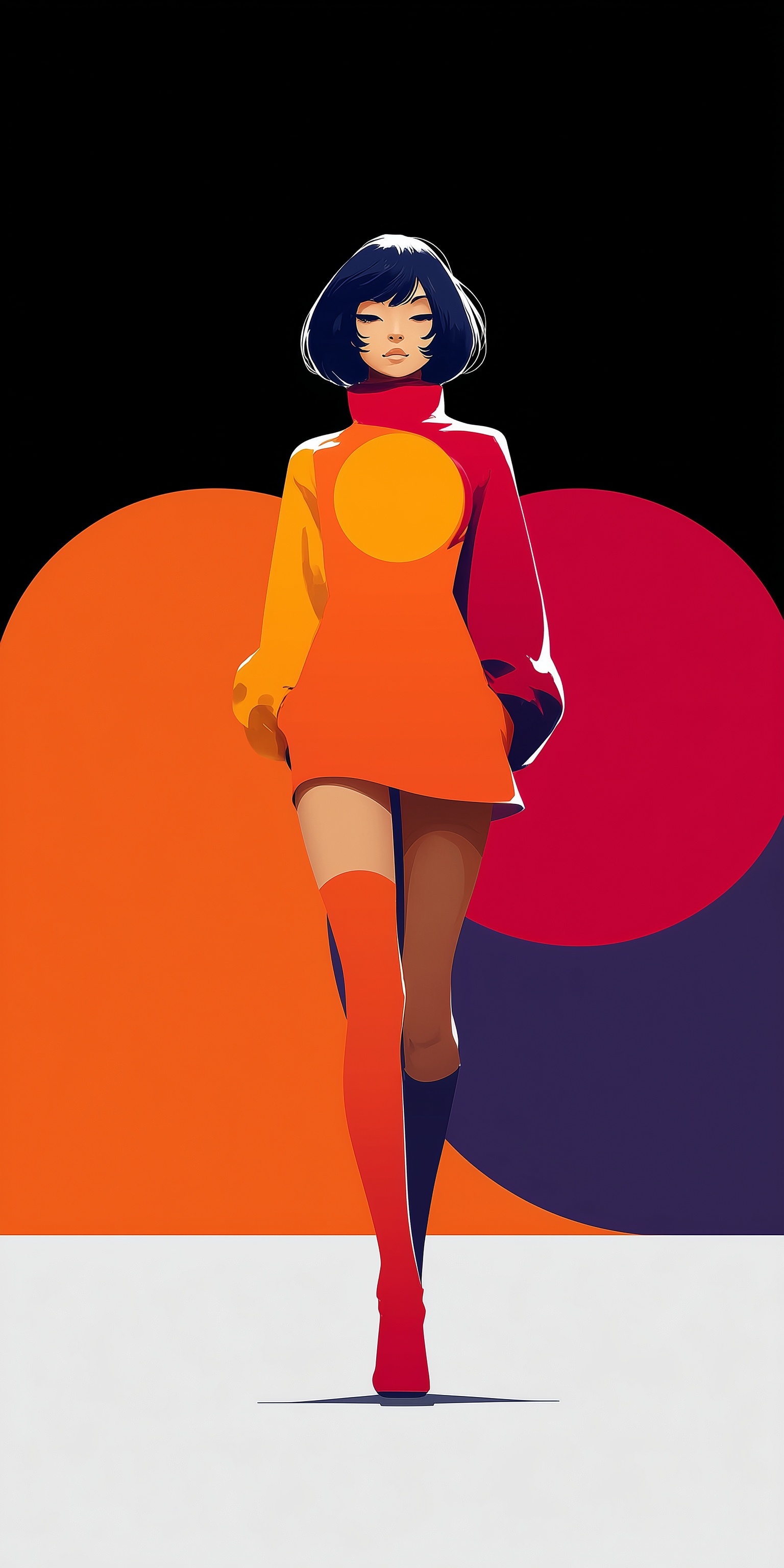 Playful Retro Anime Art: 60s Fashion Vibes