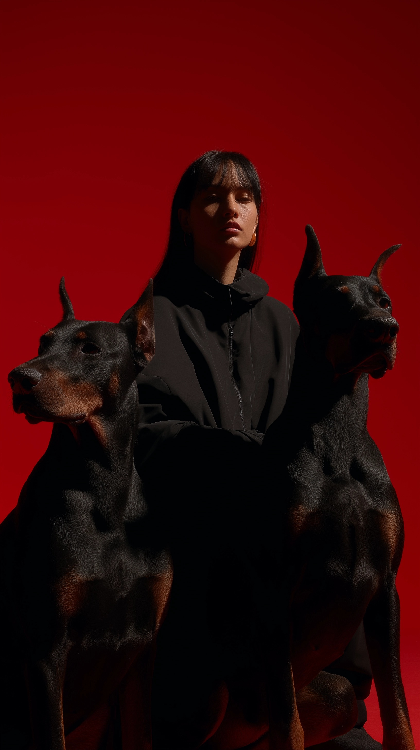 Intense Dobermans and a Mysterious Fashion Girl