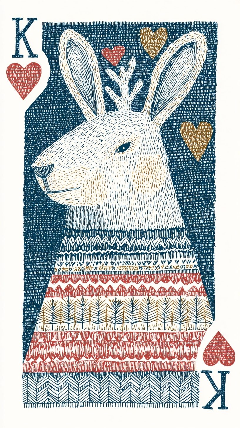 Warm Scandinavian King of Hearts Playing Card Art