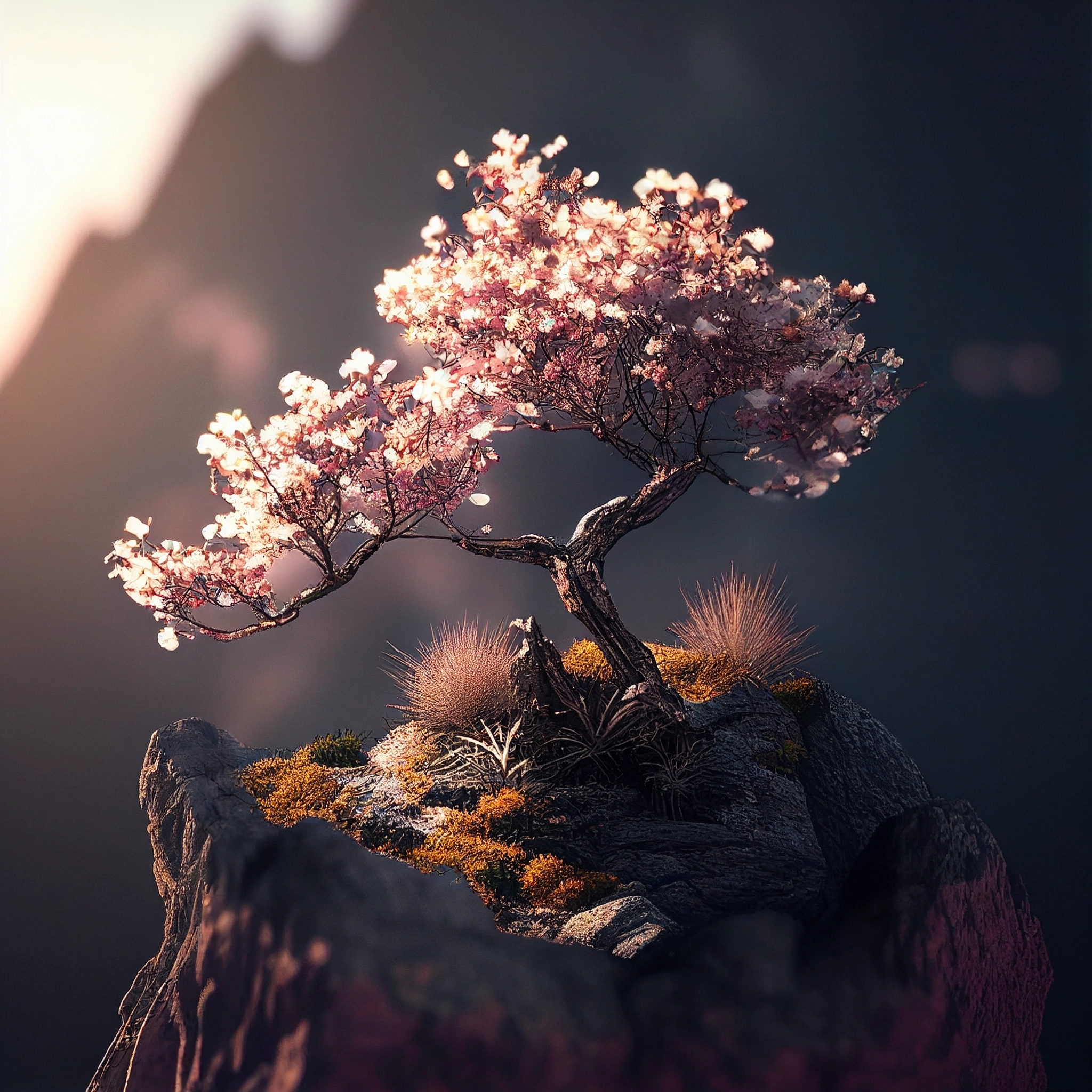 Cherry Blossom Mountain: Photorealistic Cinematic Still