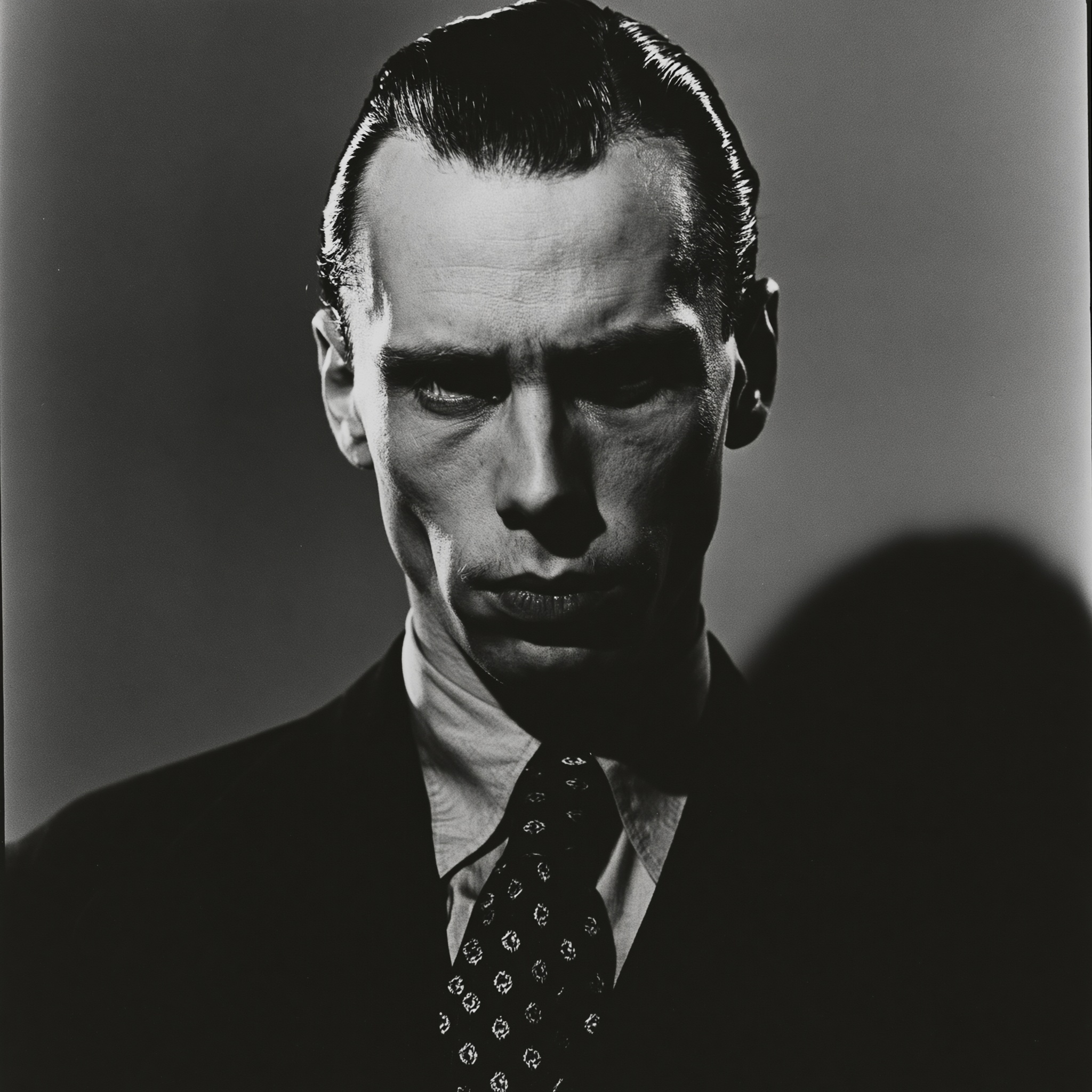 Haunting Noir Portrait of a Gaunt Man