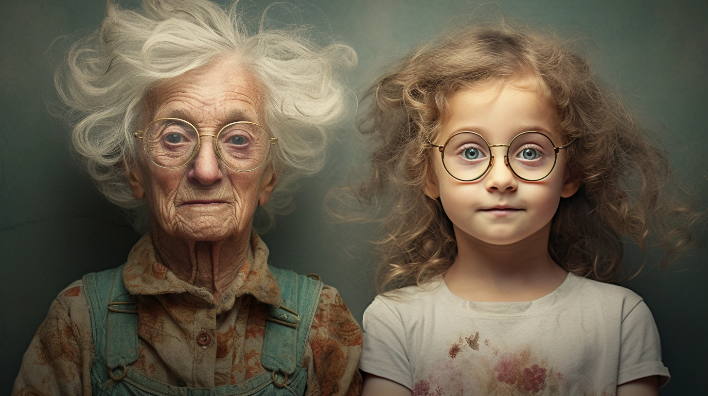 Life's Transitions: From Child to Adult to Old Lady - Photoshop Photo Progression