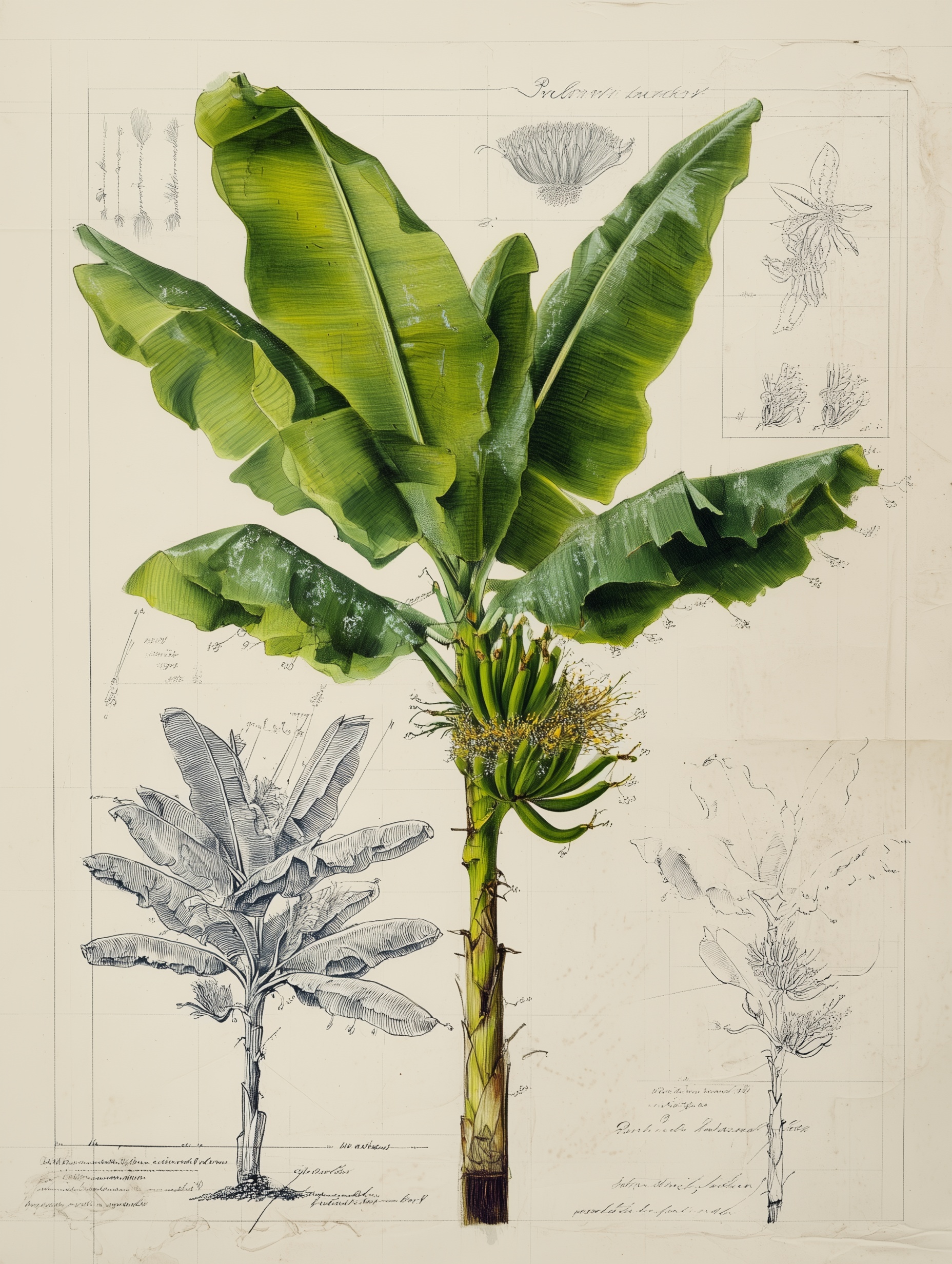 Vintage Botanical Banana Art Print for Home Decor