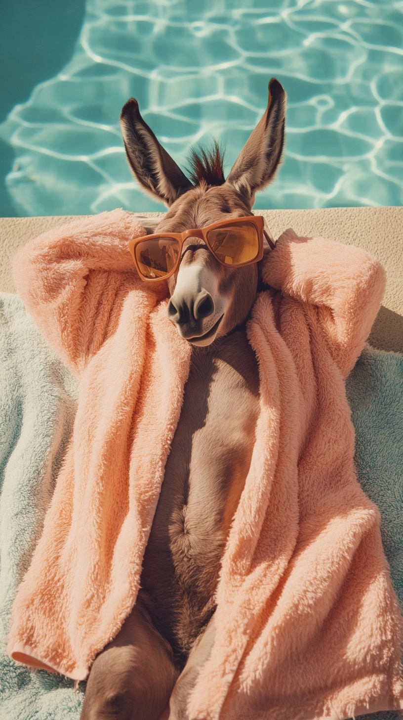 Chic Donkey in Pastel: Luxe Poolside Vibes