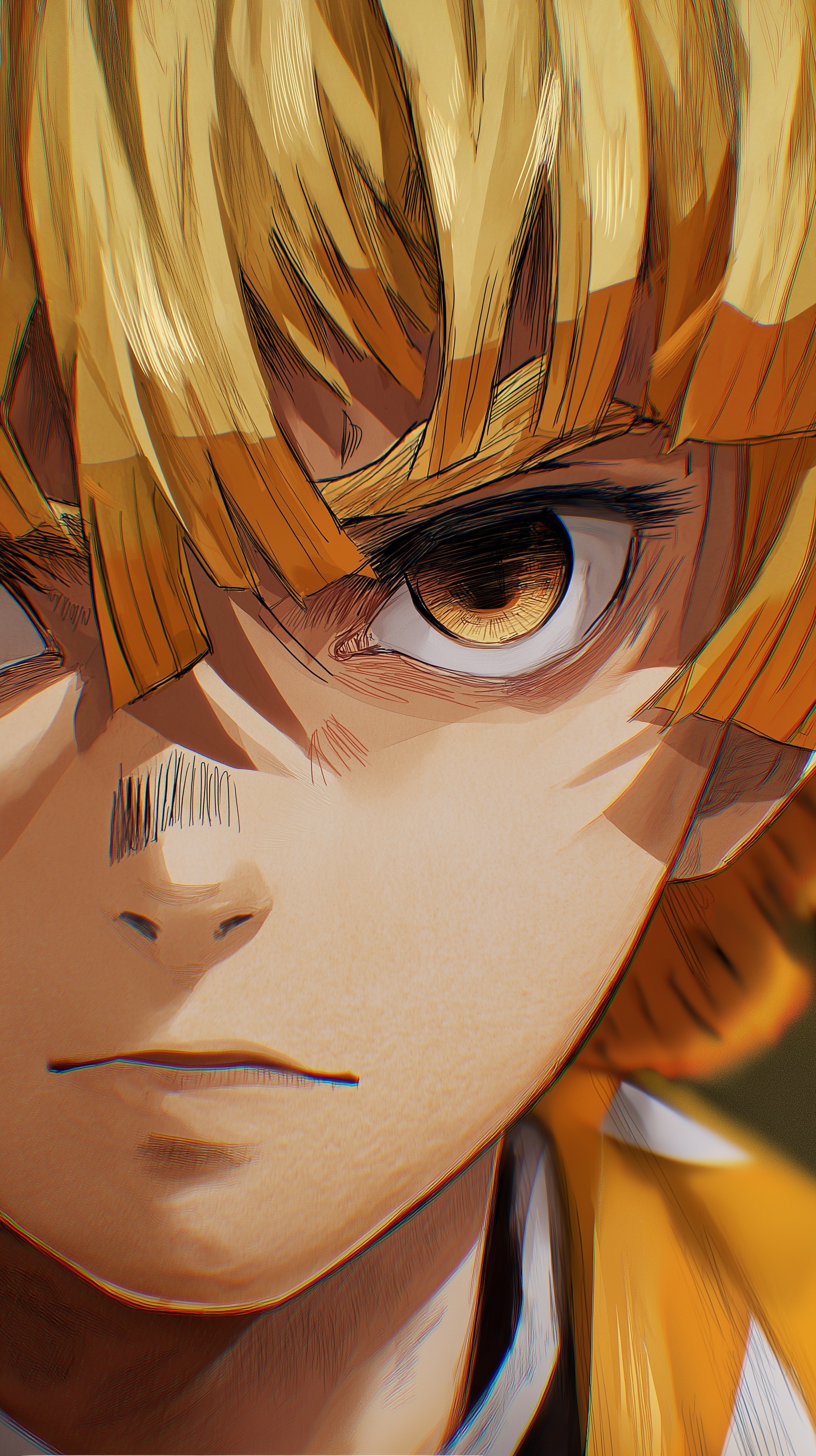Zenitsu Agatsuma: Bold Anime Portrait