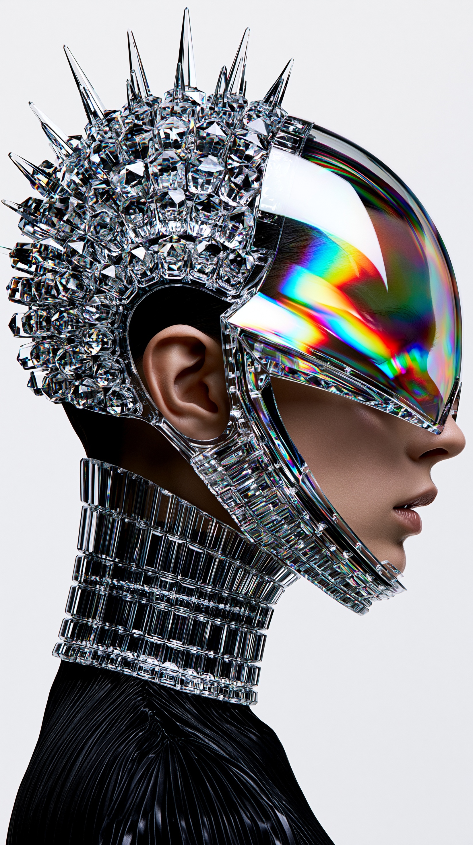 Future Vision: Avant-Garde Crystal Helmet Design