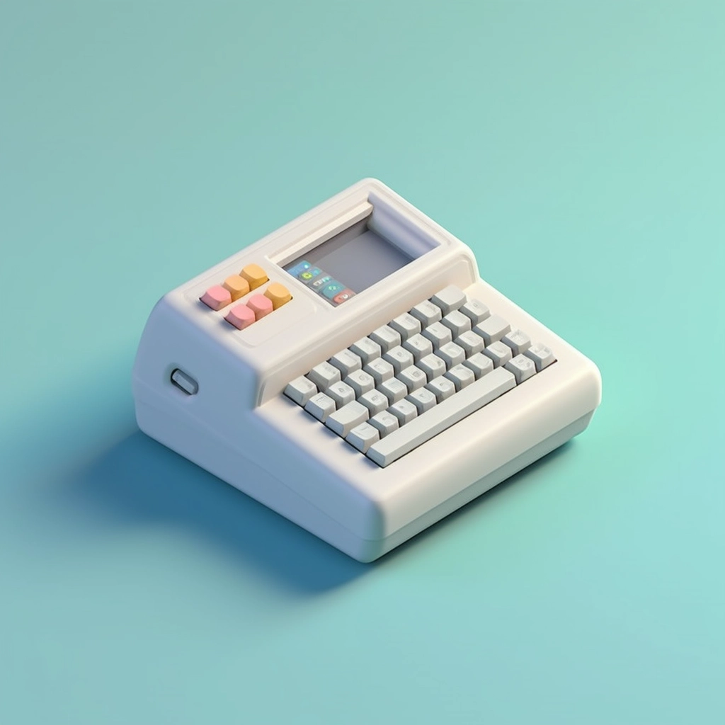 Cute Isometric White Computer - Best Quality 8K