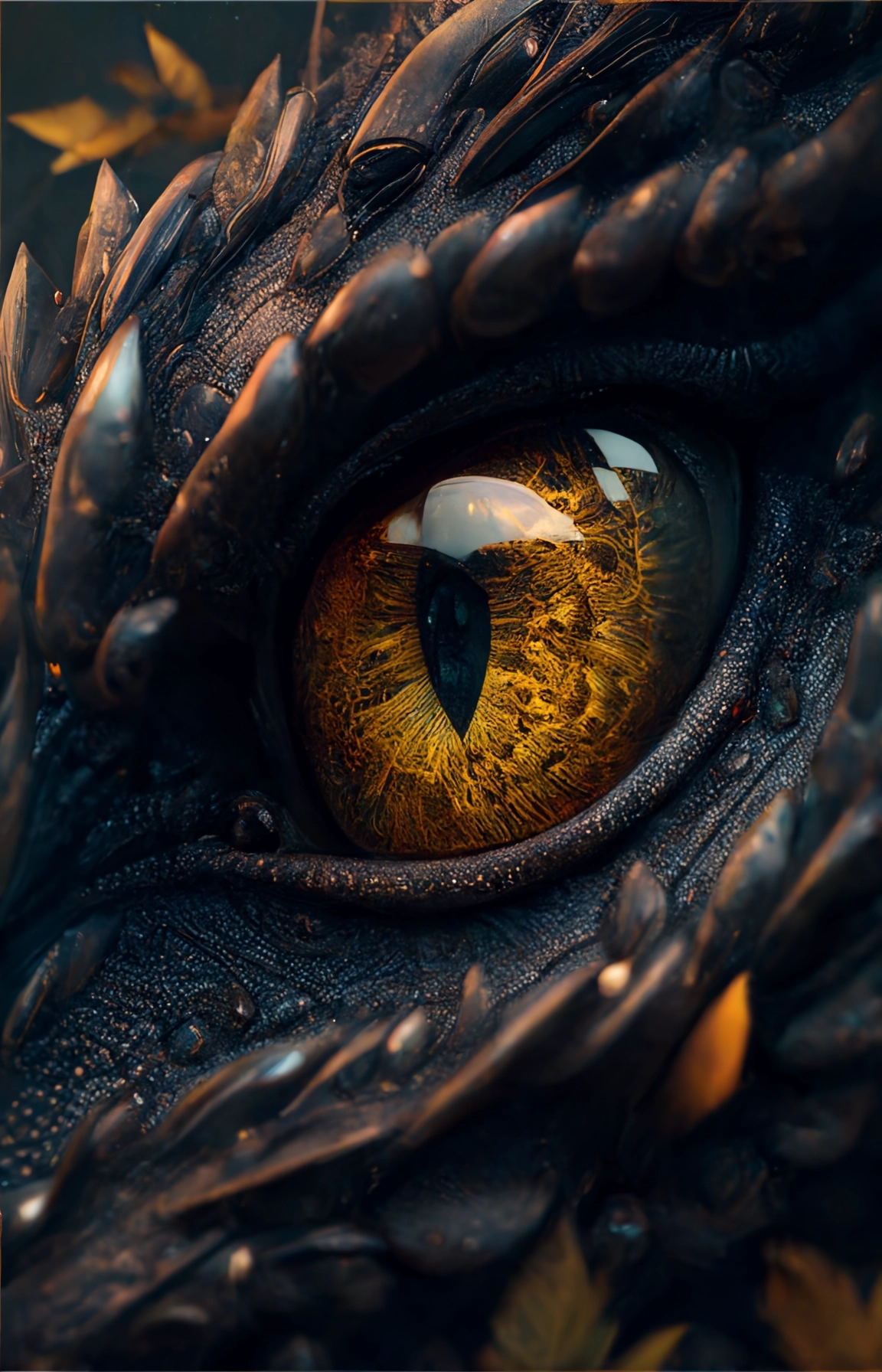 Dragon's Gaze: Macro Shots of Black Scaled Eyes