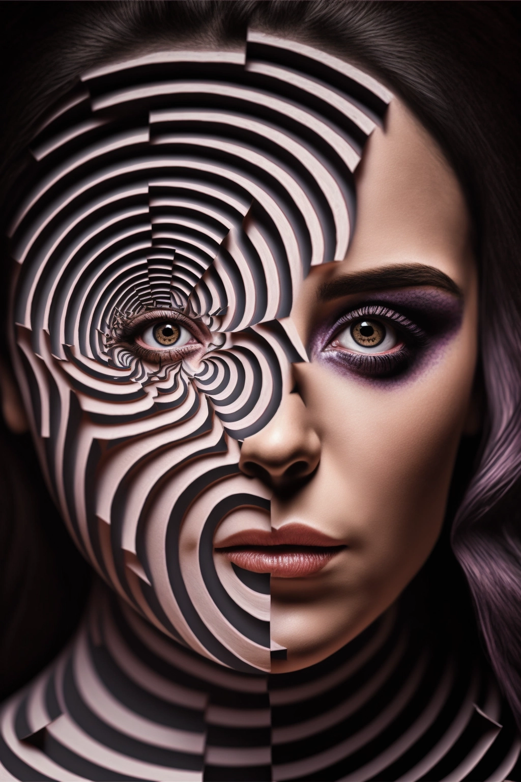 Spiraling Optical Illusion Makeup for Women