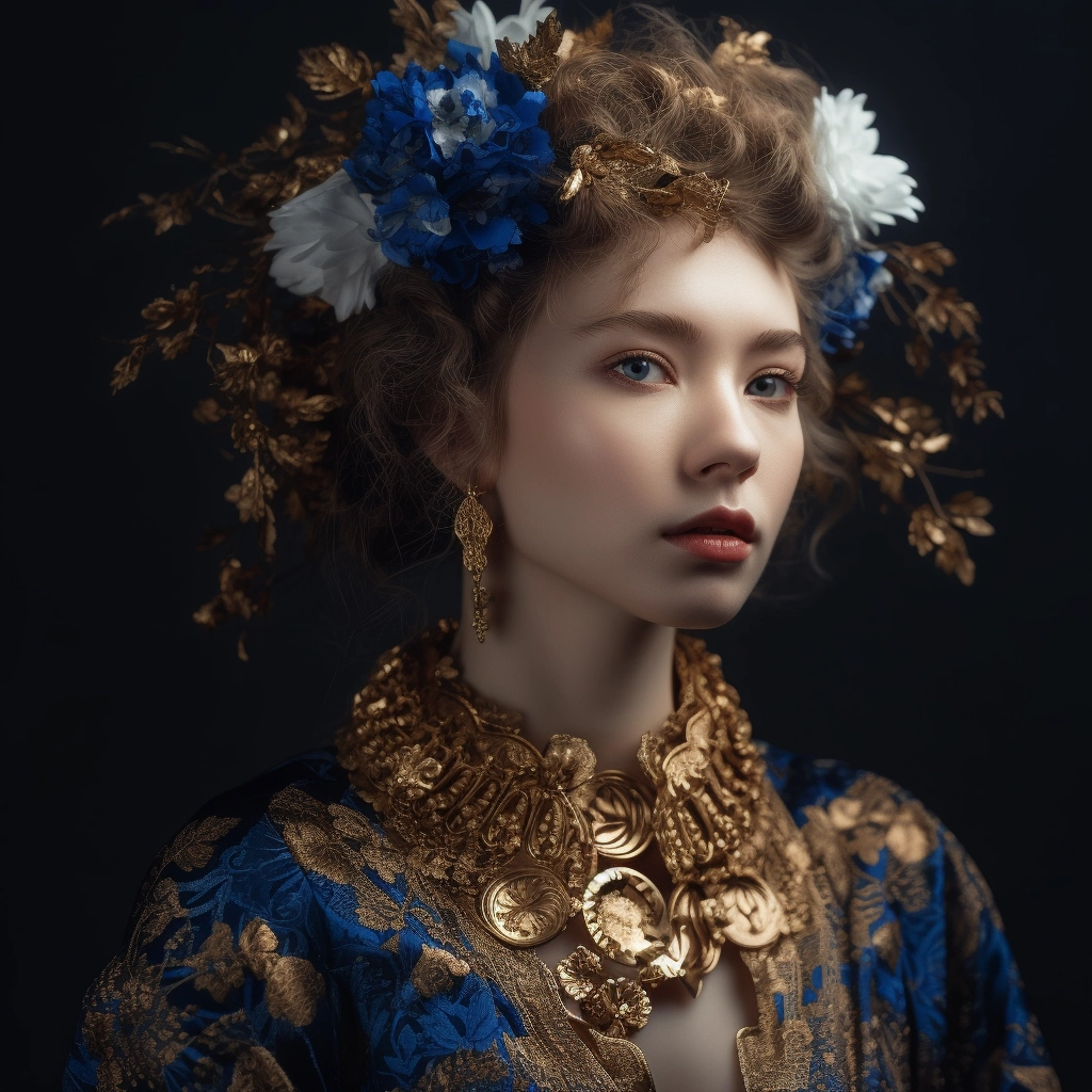 Floral Beauty with Golden Curls