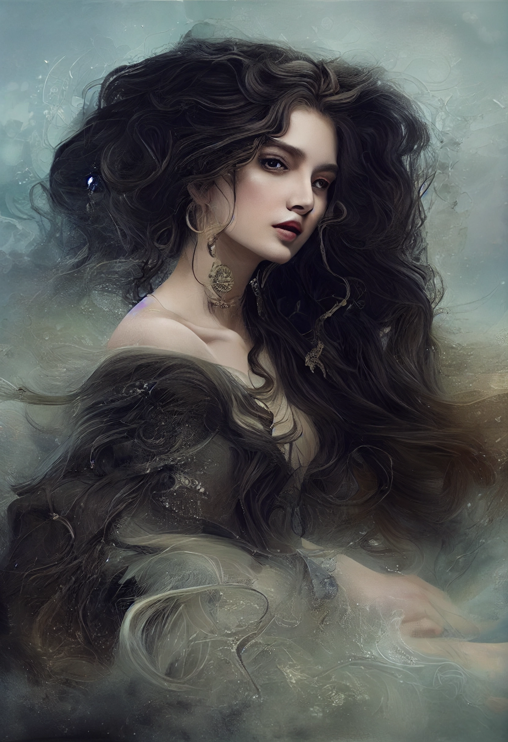 Enchanting Princess with Intricate Curly Hair