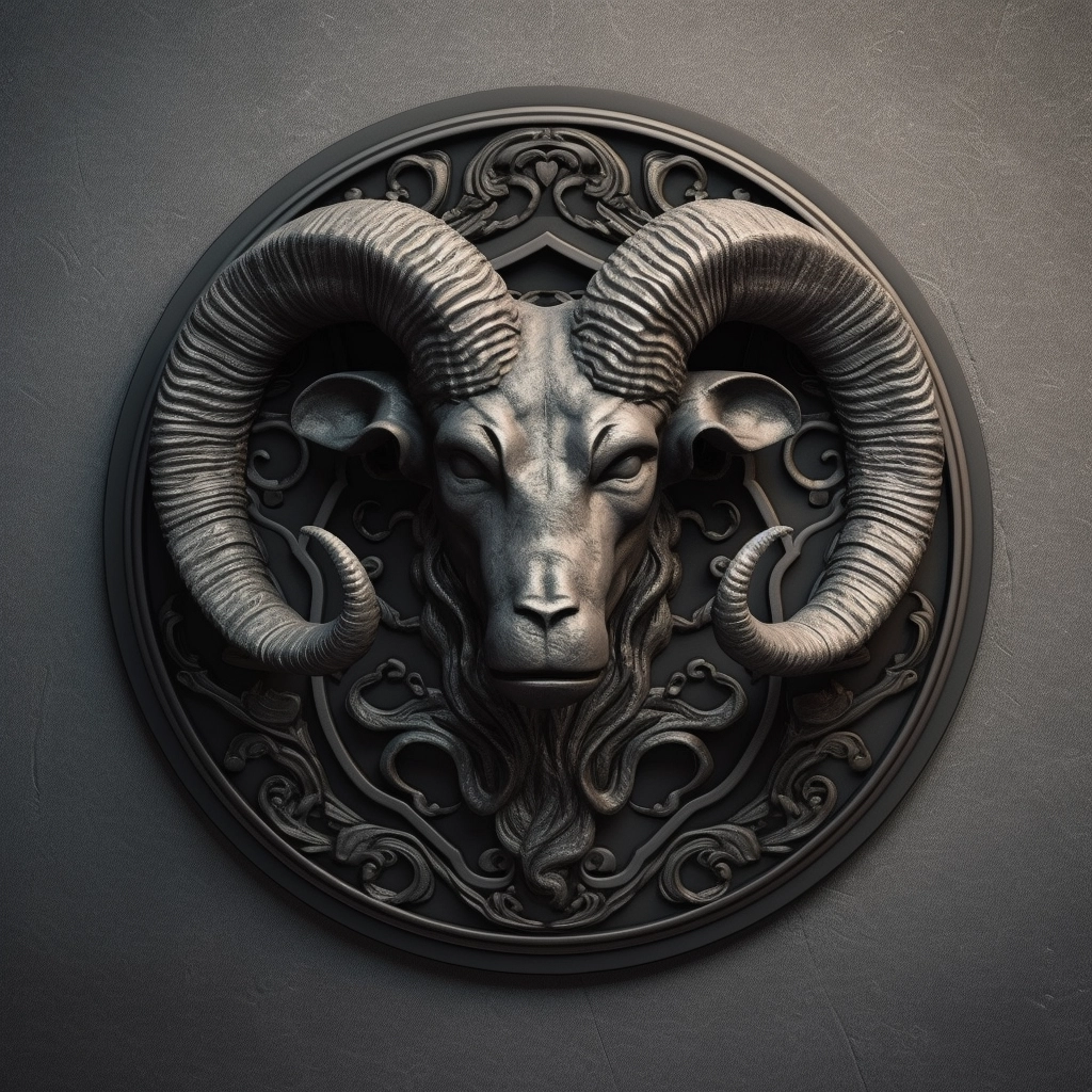 Dark Metal Aries Zodiac Sign