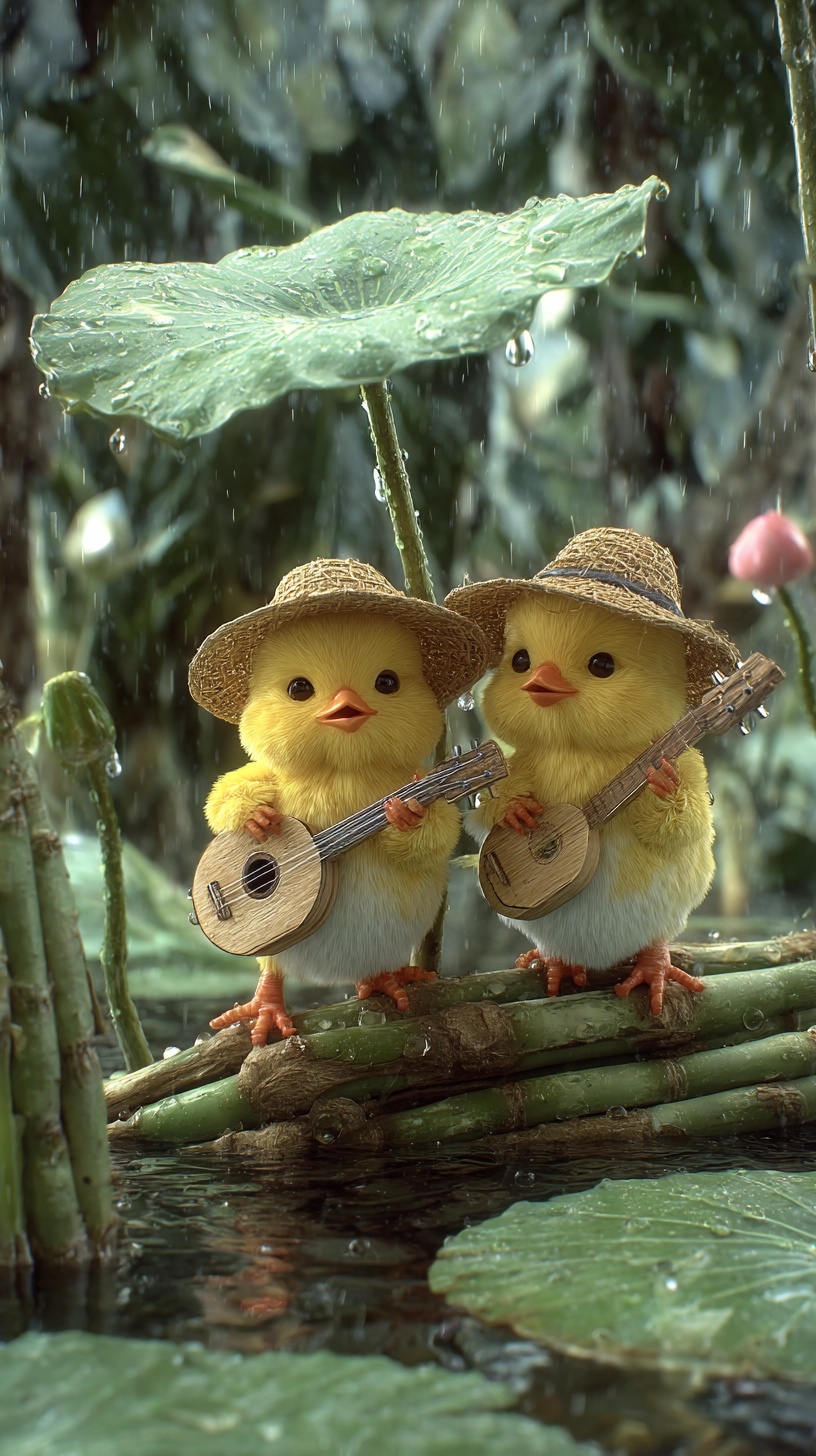 Charming Chicks in a Jungle Oasis