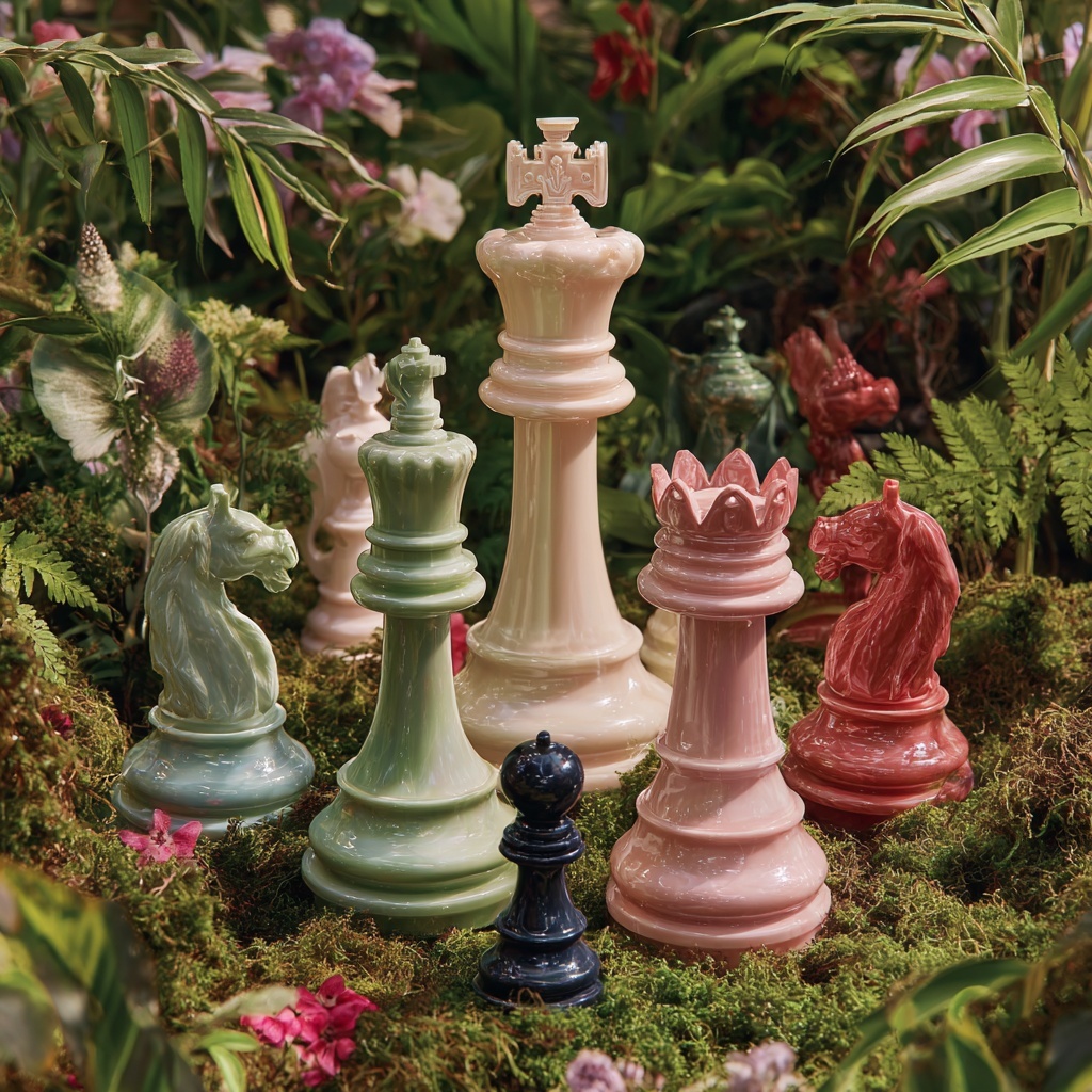 Strategic Chess in Lush Green Surroundings
