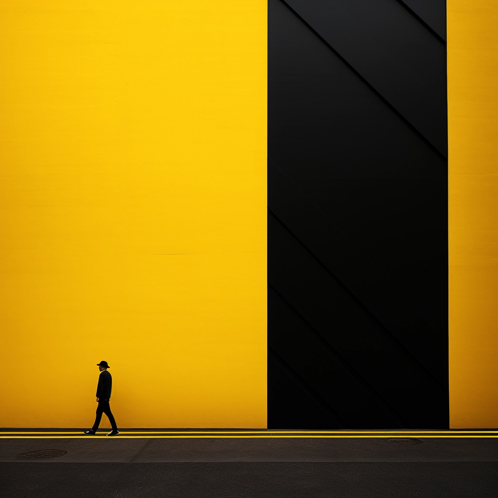 Bauhaus-inspired Black Arrows: Minimalist Lines, Black & Yellow