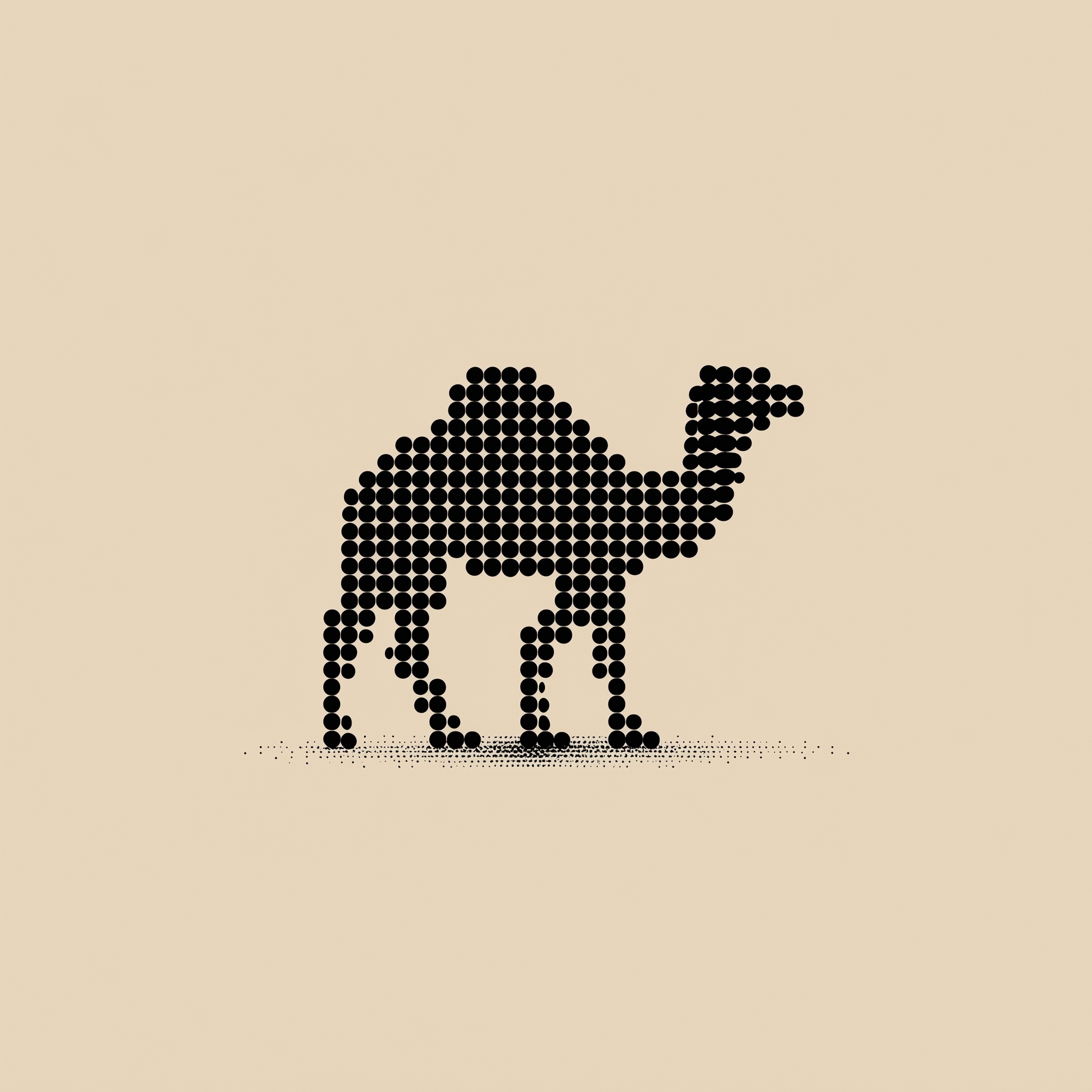 Modern Camel Icon: Dot Matrix Silhouette Design