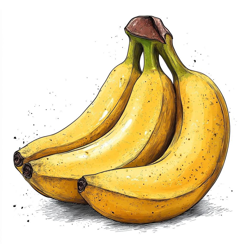 Vector Banana Clip Art on Clean White Background