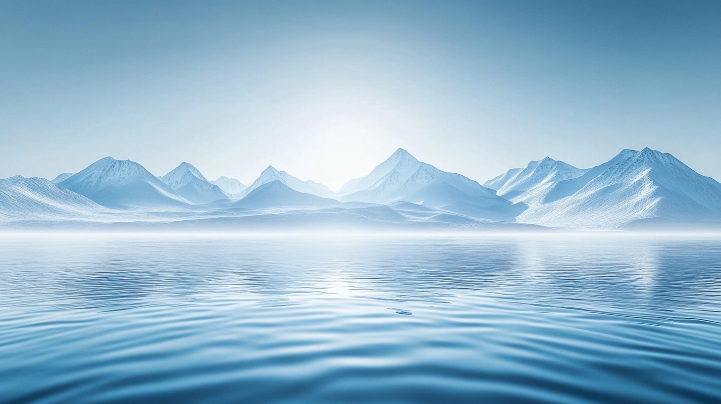 Serene Ice Lake: Minimalist Mountain Vista