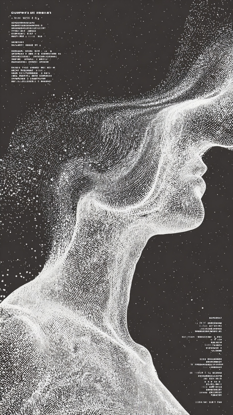 Futuristic Digital Woman: Flowing Particle Waves