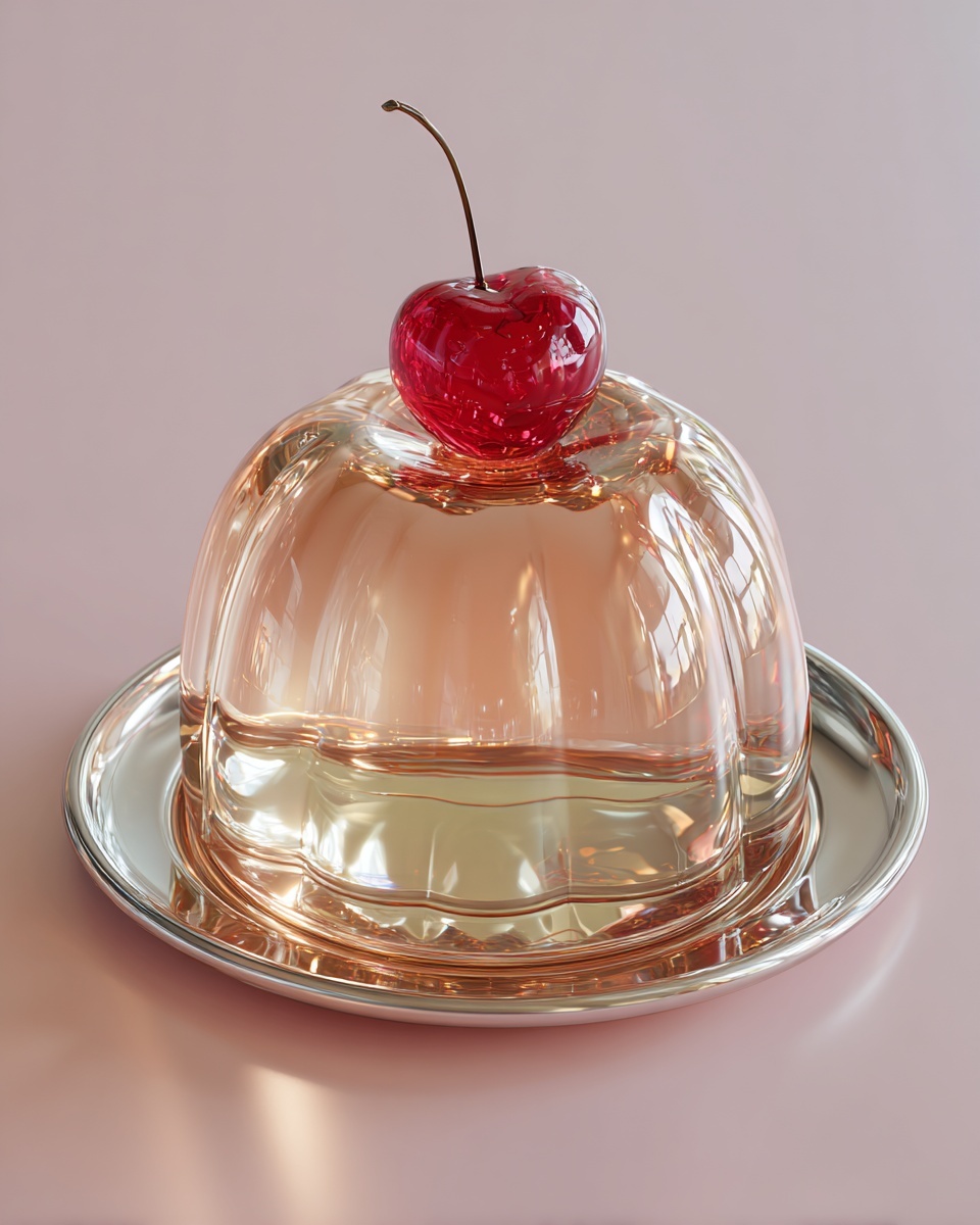 Elegant Glass Pudding with Cherry Delight