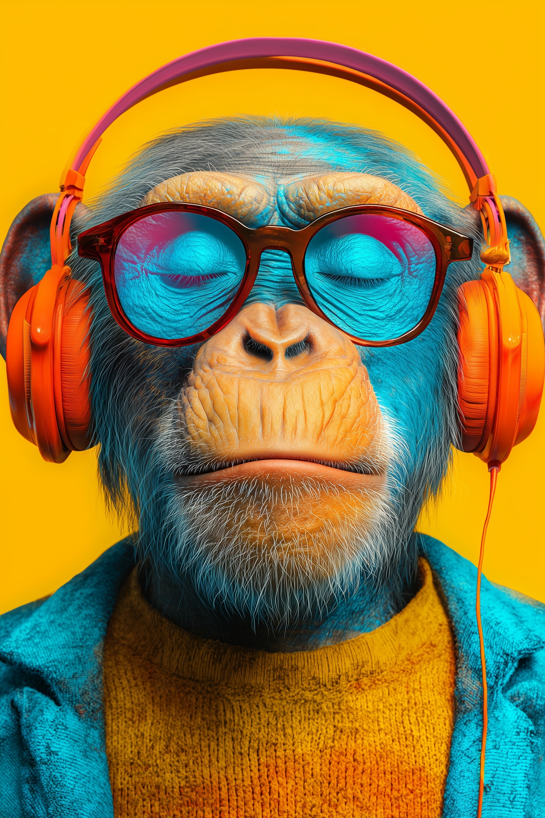 Vibrant Monkey Album Cover: High-Res Vector Art