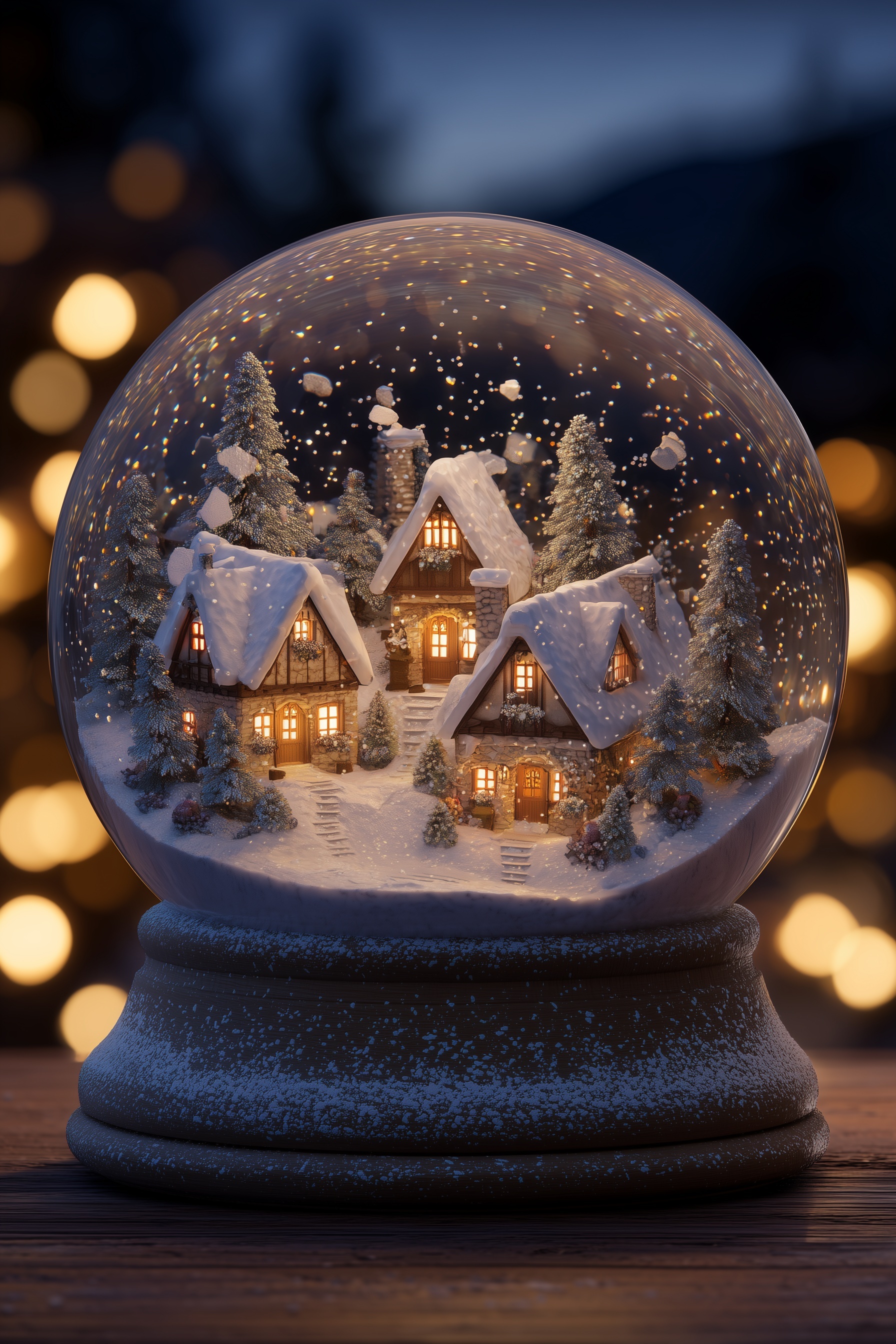 Enchanting Winter Village Glass Snowglobe