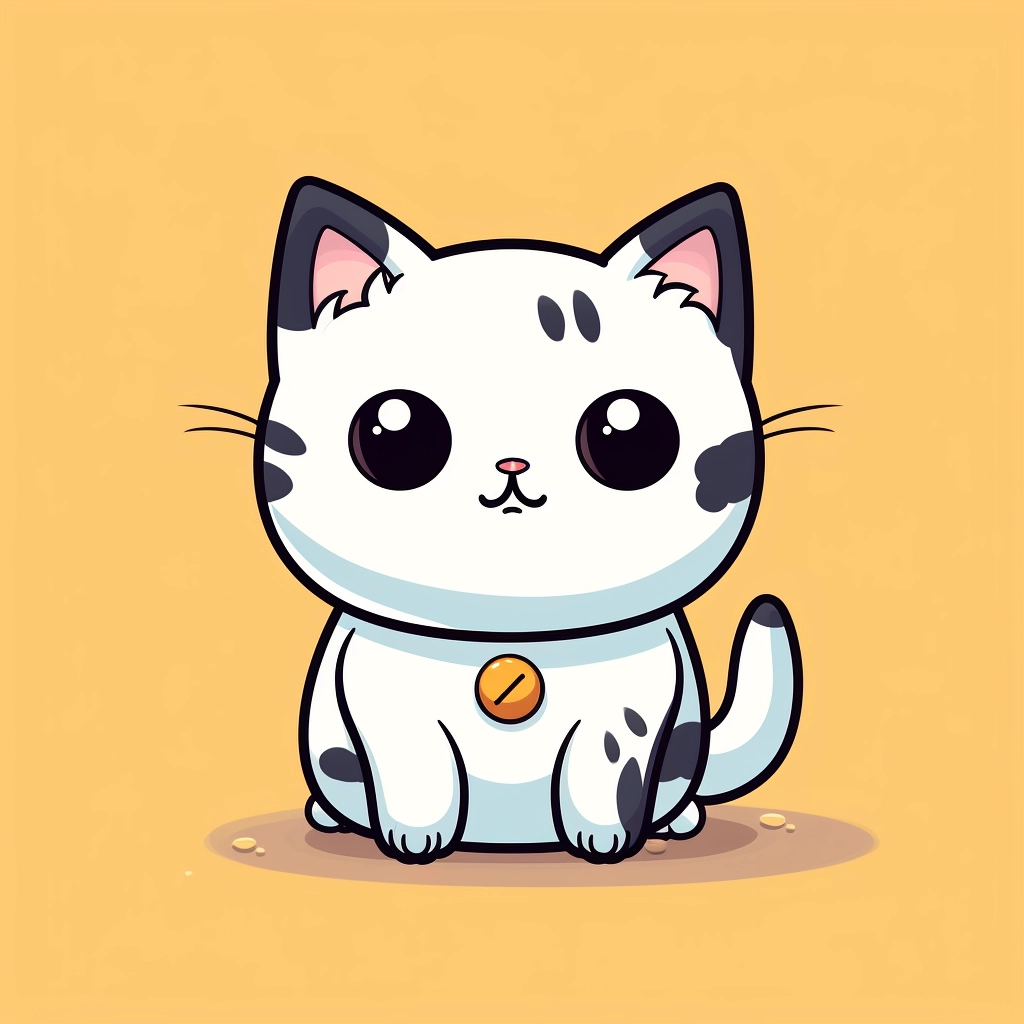 Adorable White Male Cat with Unique Black Spot | Tamagotchi Style