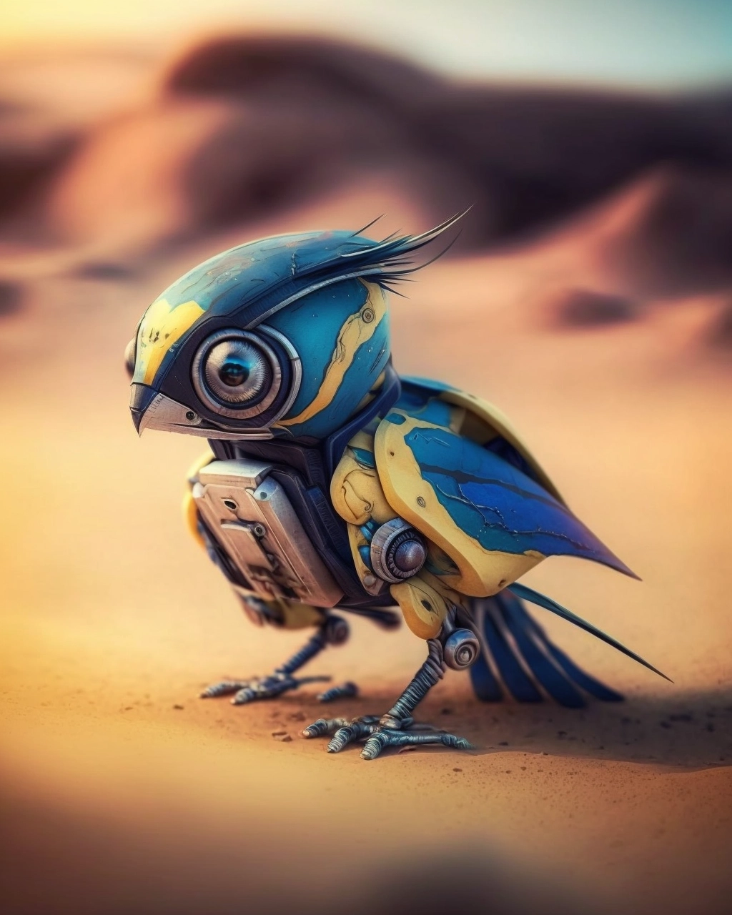 Bluetit Robot: A Cute Oasis in Gobi's Vast Plains