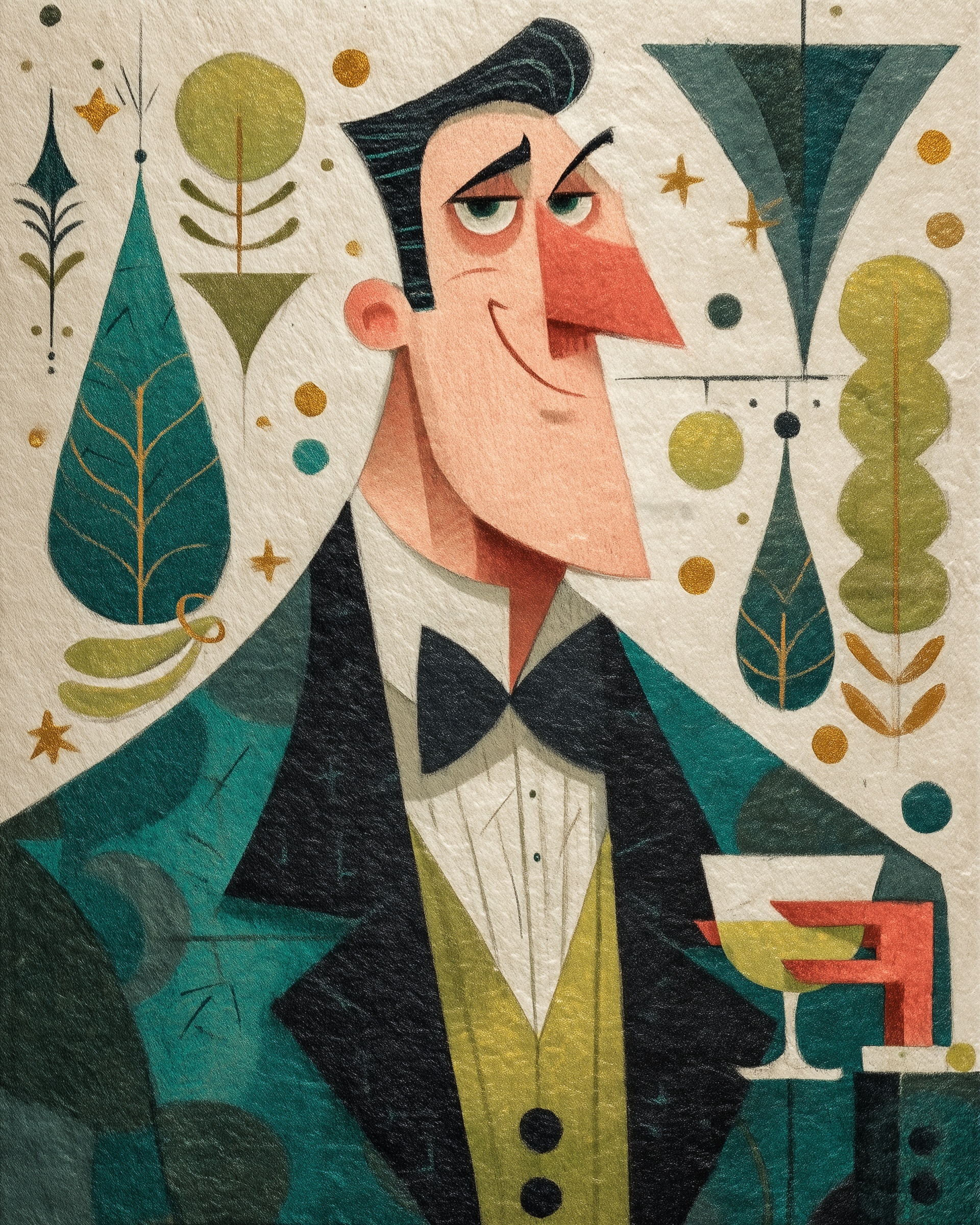 Elegant Tuxedo Man: Festive Collage Art