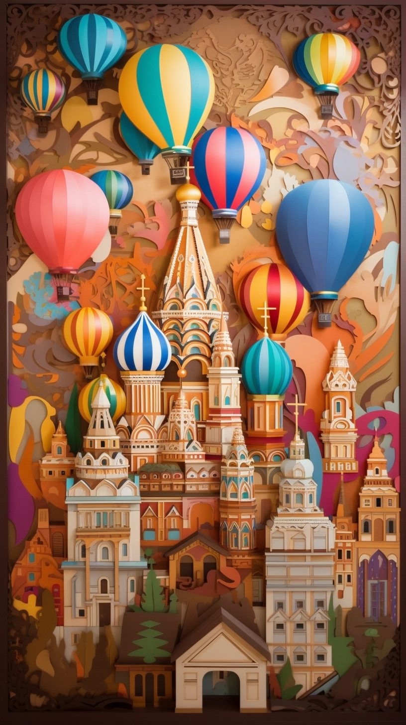 Colorful Cityscape with Hot Air Balloons