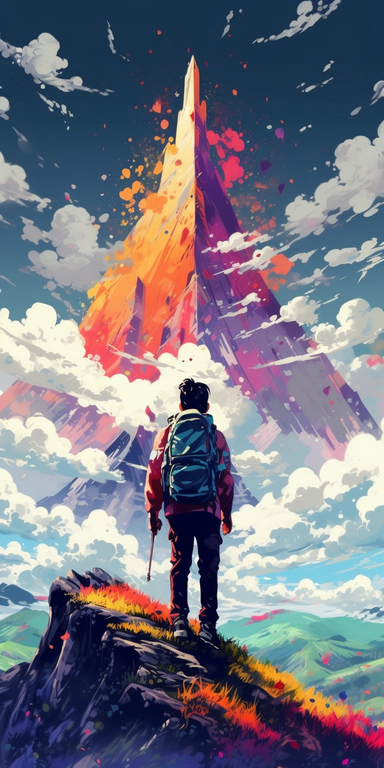 Mountain Summit Adventure: Anime Art in 32K UHD