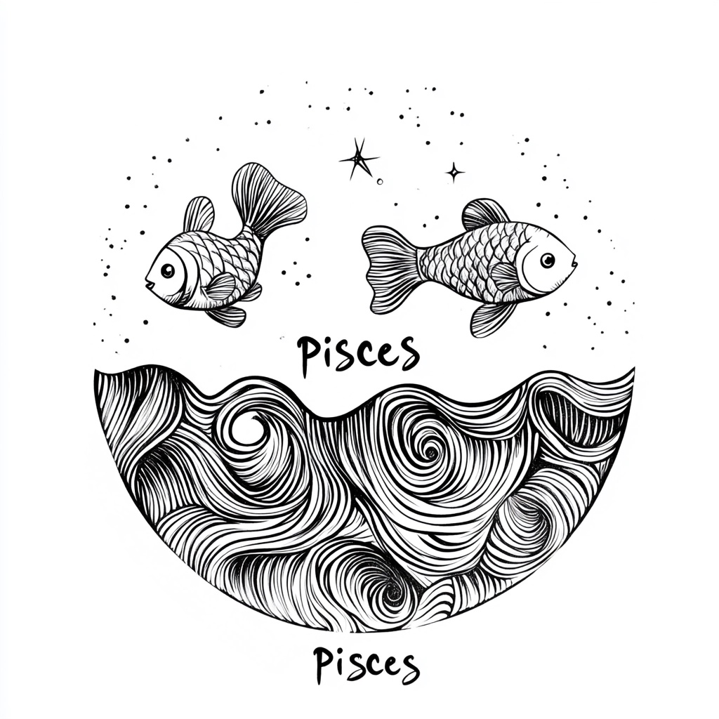 Minimalist Pisces Art: Bold Lines & Elegant Swirls