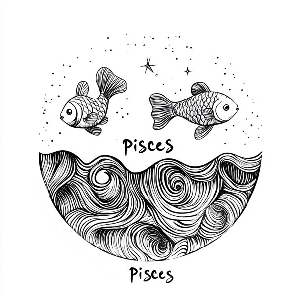 Minimalist Pisces Art: Bold Lines & Elegant Swirls