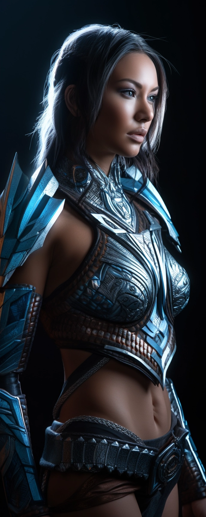 Sapphire-armored Native American Anime Beauty