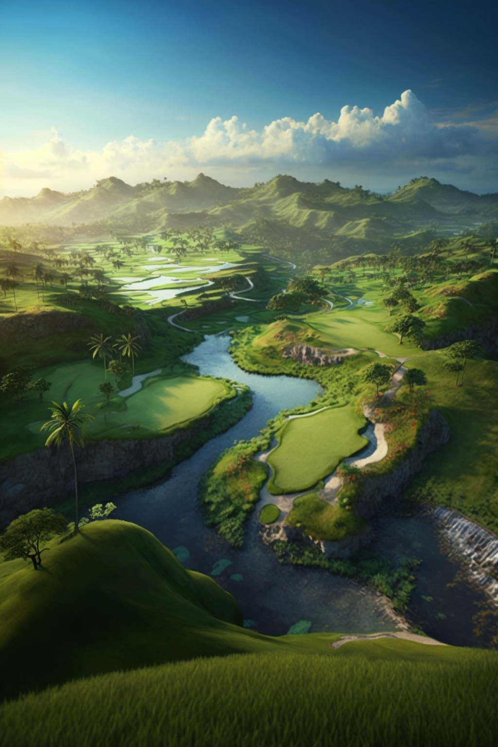 Fantasy Golf on Balinese Rice Terraces