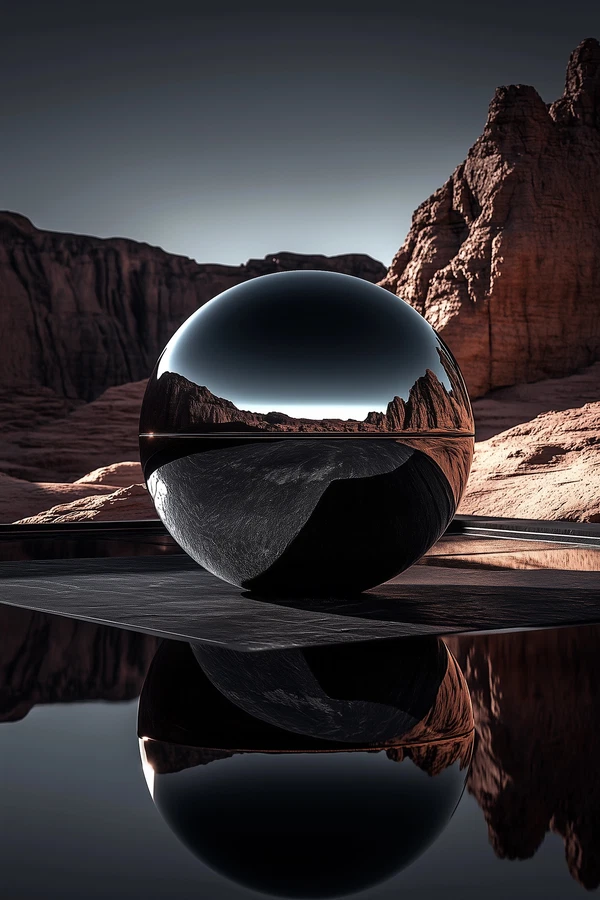 Dreamlike Rose-Gold Sphere Reflects Desert Beauty