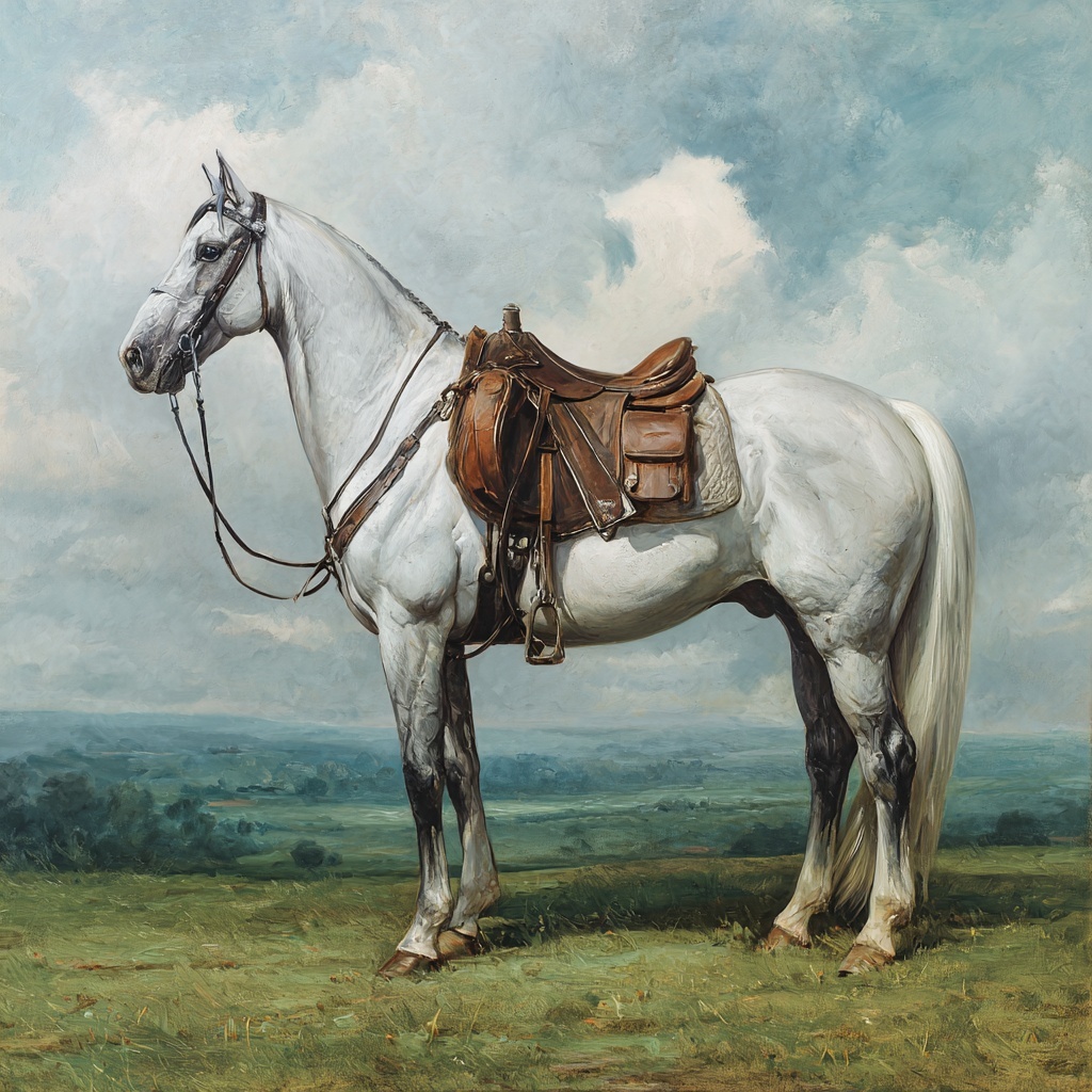 Elegant Silver Hunting Horse in Verdant Plains