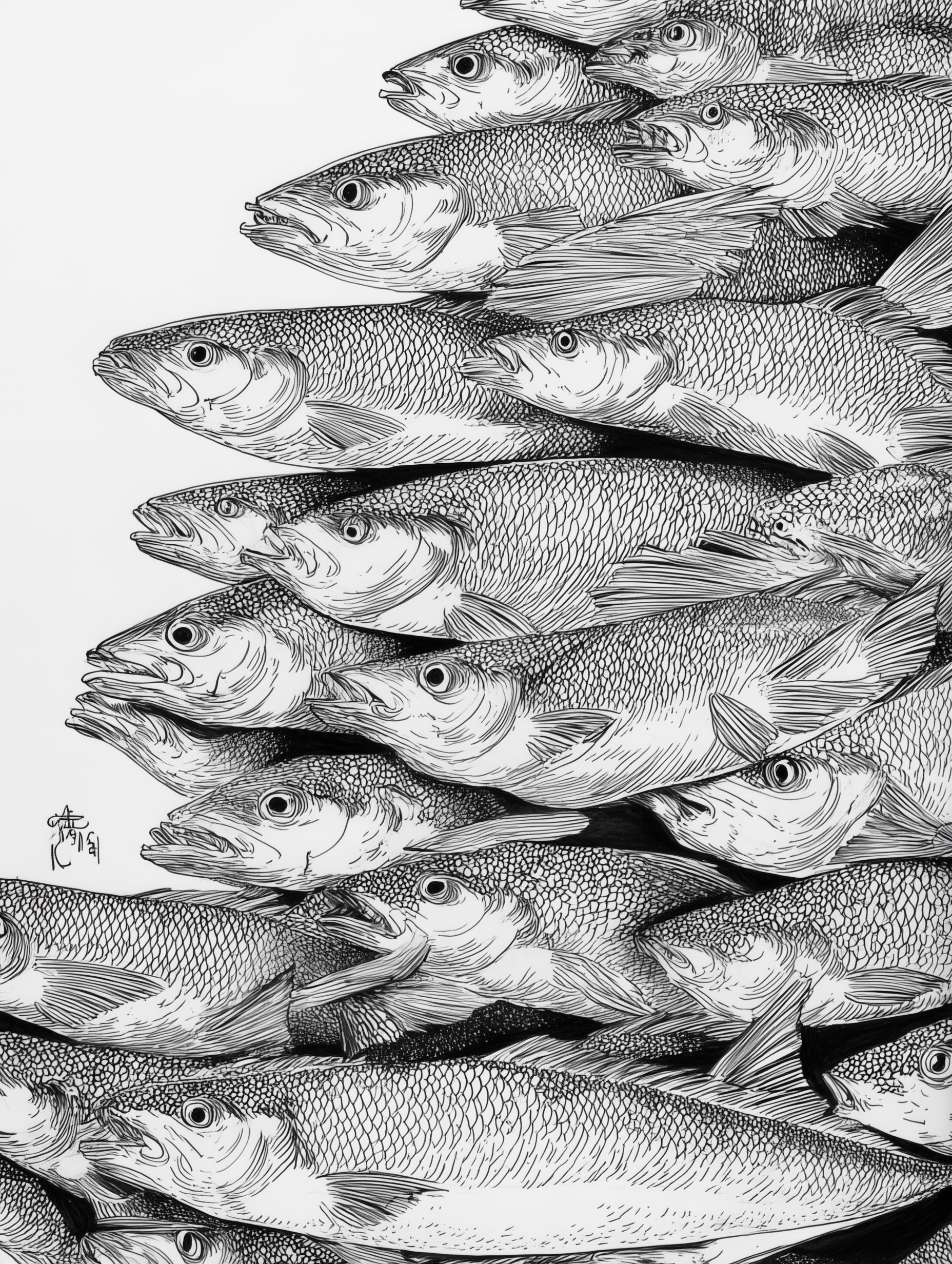 Intricate Ink Art of Flathead Grey Mullet