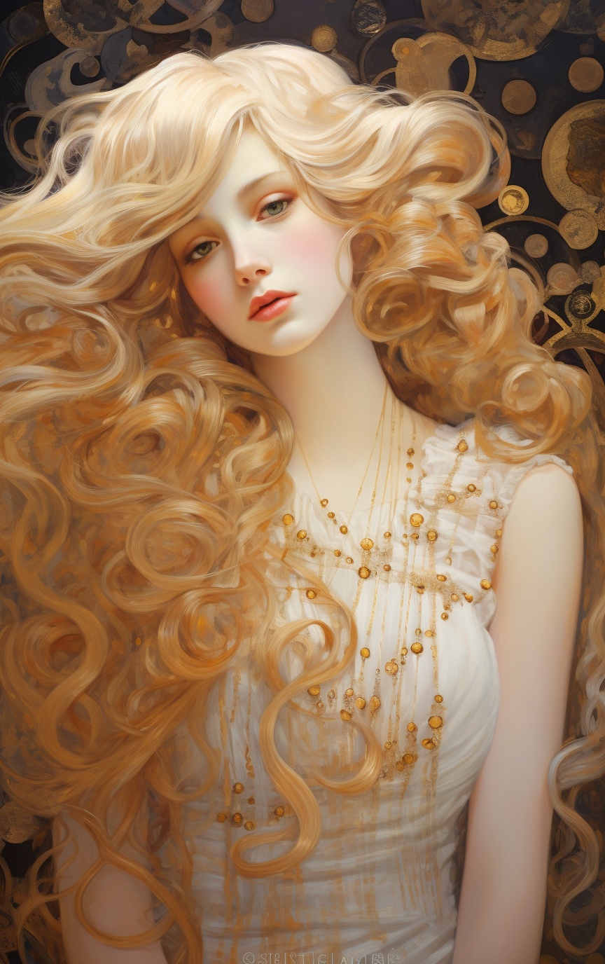 Platinum Goddess Art: Stunning 4K Image in Gustav Klimt Style